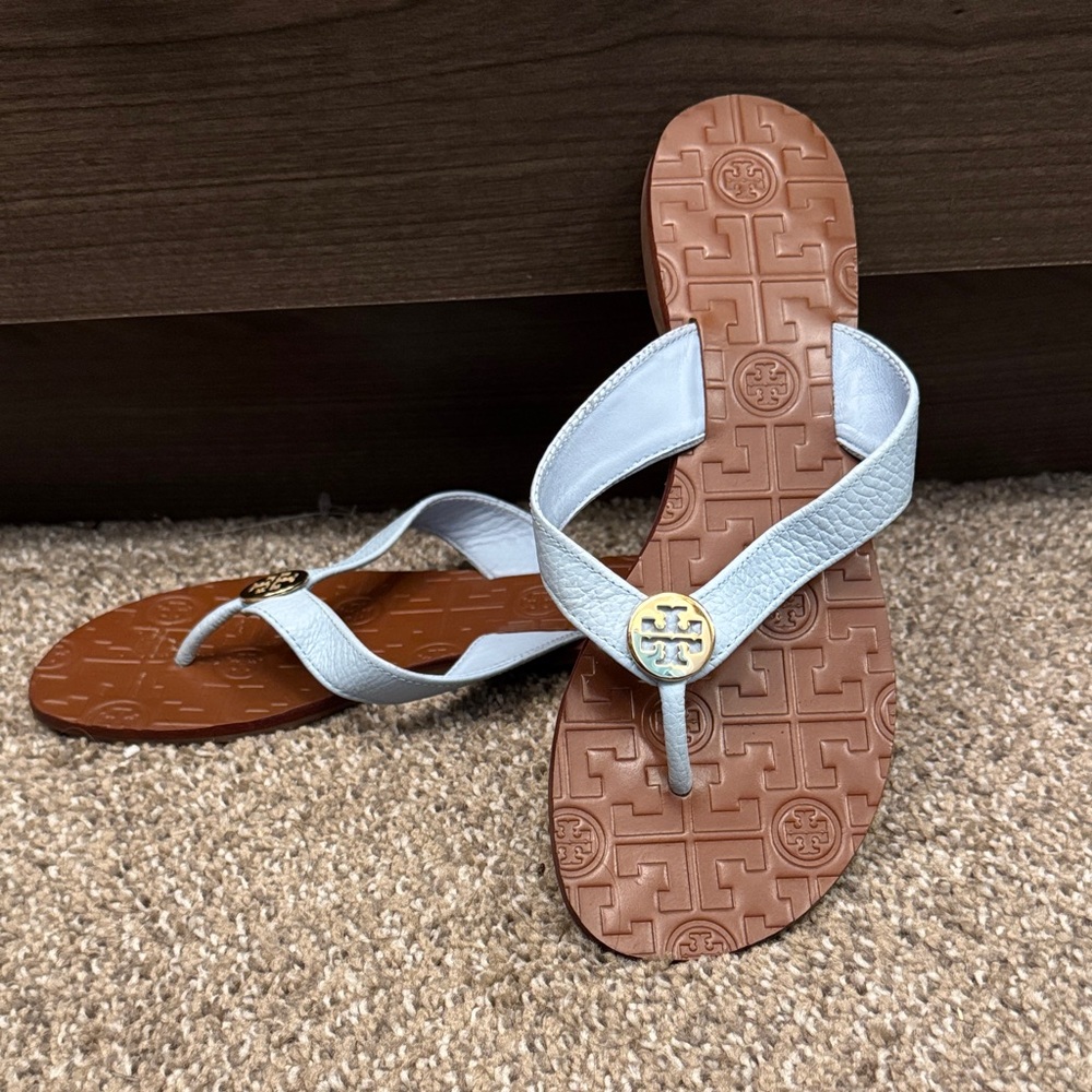 Tory Burch White and Tan Sandals
